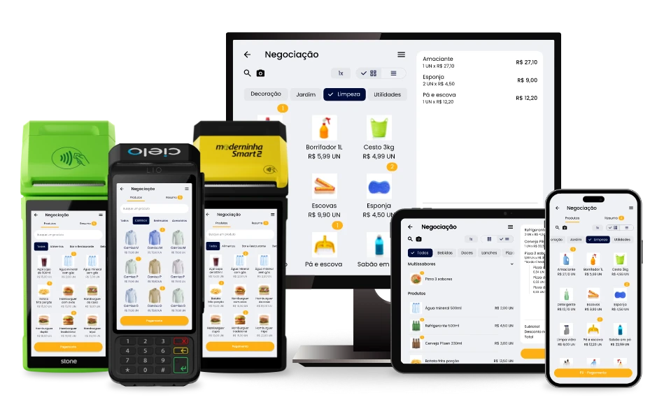 Mockups de PDV em dispositivos